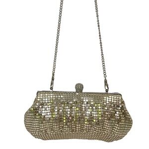 NEW Kate Landry Gold Mesh Evening Shoulder Bag Purse Clutch Rhinestones Ornate